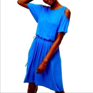 🎉HOST PICK!🎉LOFT cobalt blue open shoulder swing dresss